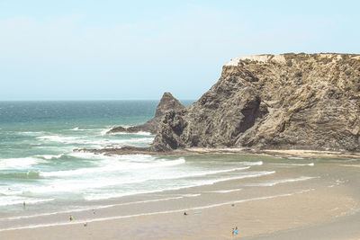 Scenic view of sea against clear sky