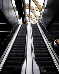 Low angle view of escalators 