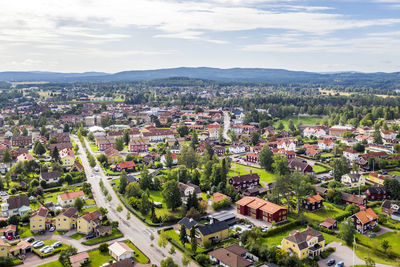 High angle view of townscape against sky