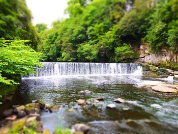 Scenic view of river flowing through rocks