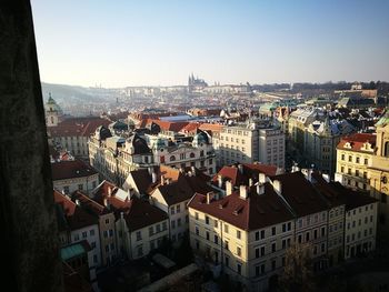 High angle view of cityscape against sky