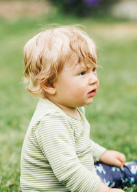 Cute boy looking at camera