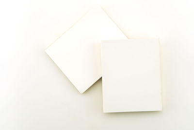 High angle view of white paper