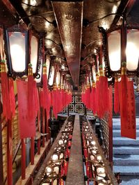 View of illuminated lights hanging from ceiling