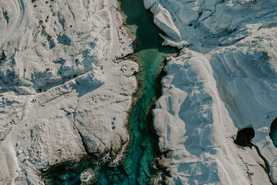 High angle view of snow covered mountain