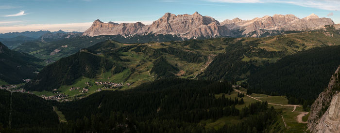 Panoramic view of landscape and mountains against sky