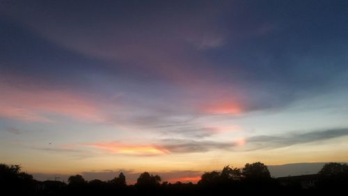 Silhouette trees against sky during sunset