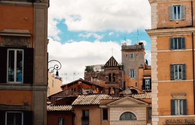 Low angle view of buildings against sky