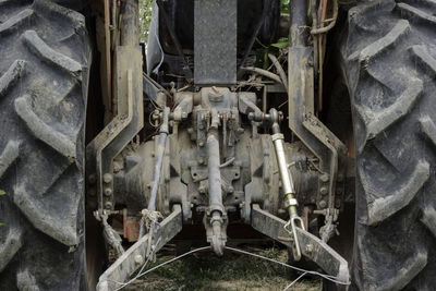 Close-up of tractor on field