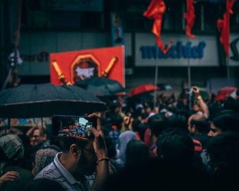 People on street in city