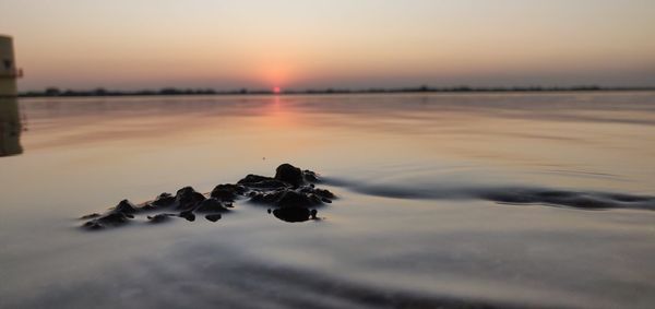 Scenic view of sea during sunset