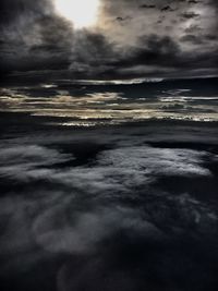 Scenic view of sea against cloudy sky