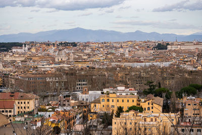 High angle view of townscape against sky