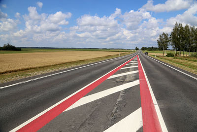 Surface level of road along countryside landscape