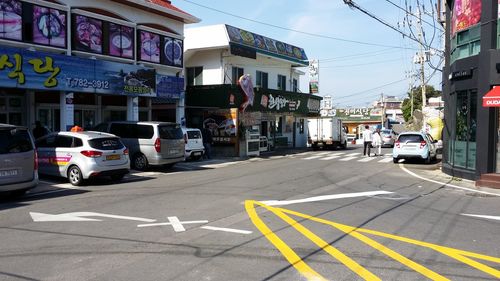Road passing through city street
