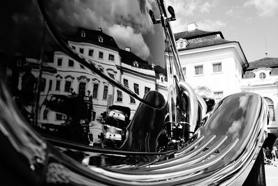 Close-up of carousel against sky