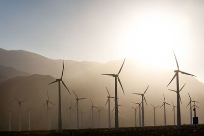 High winds cause dust storm in the desert near palm springs, california