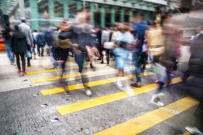 People walking on city street