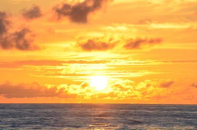 Scenic view of sea at sunset