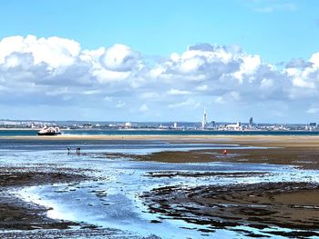 Scenic view of beach against sky