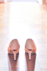 Close-up of shoes on table