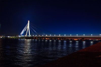 Bridge over river at night