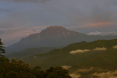 Scenic view of mountains against dramatic sky