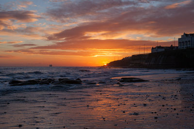 Scenic view of sea at sunset