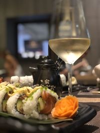 Close-up of food served on table in restaurant