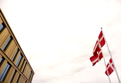 Low angle view of flag against sky