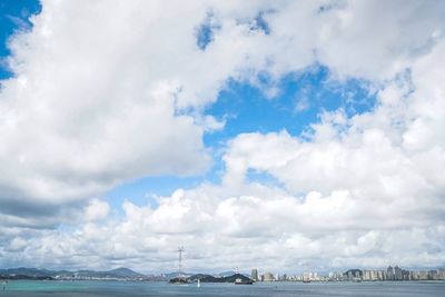 Scenic view of sea against cloudy sky