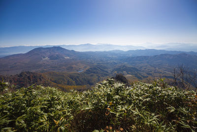 Scenic view of mountains against clear sky