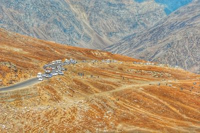 High angle view of mountain road