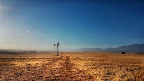 Scenic view of field against clear sky