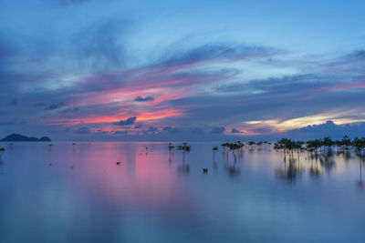 Scenic view of sea against sky at sunset