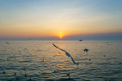 Scenic view of sea against sky during sunset