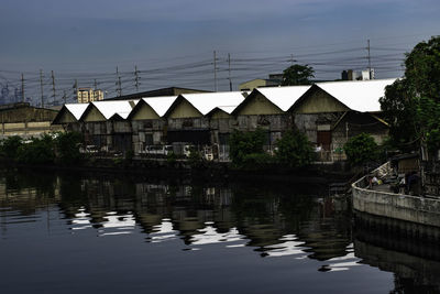 Reflection of buildings in water