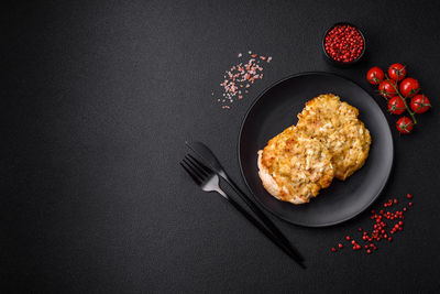 High angle view of food on table