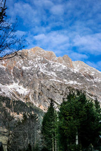 Low angle view of rock formations against sky