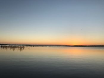 Scenic view of sea against clear sky