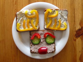 Close-up of served food in plate