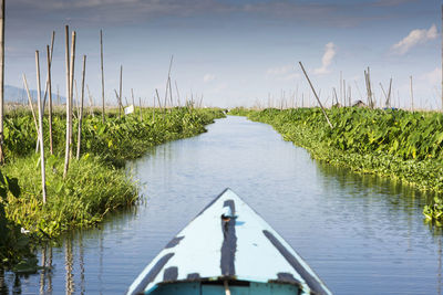 Scenic view of inle lake against sky in myanmar