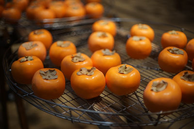 High angle view of persimmons