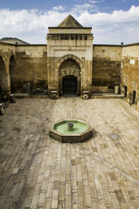 View of historical building. saruhan caravanserai in avanos, turkey