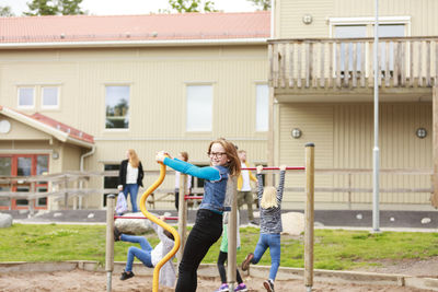 Girl playing on school playground