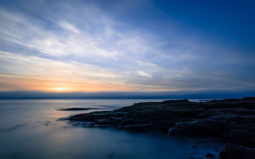 Scenic view of sea at sunset