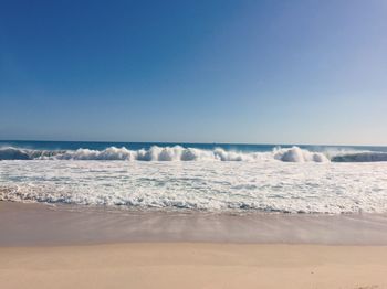 Scenic view of sea against clear sky