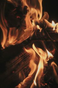 Close-up of fire pit at night