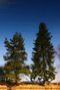 Scenic view of lake against clear blue sky