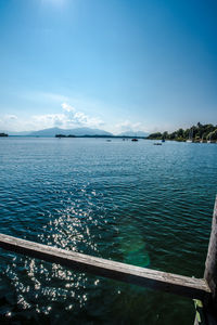 Scenic view of sea against blue sky
